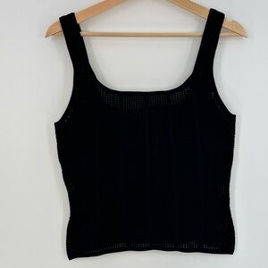 NWT Aritzia Babaton Sculpt Knit Squareneck Black Tank Size Large